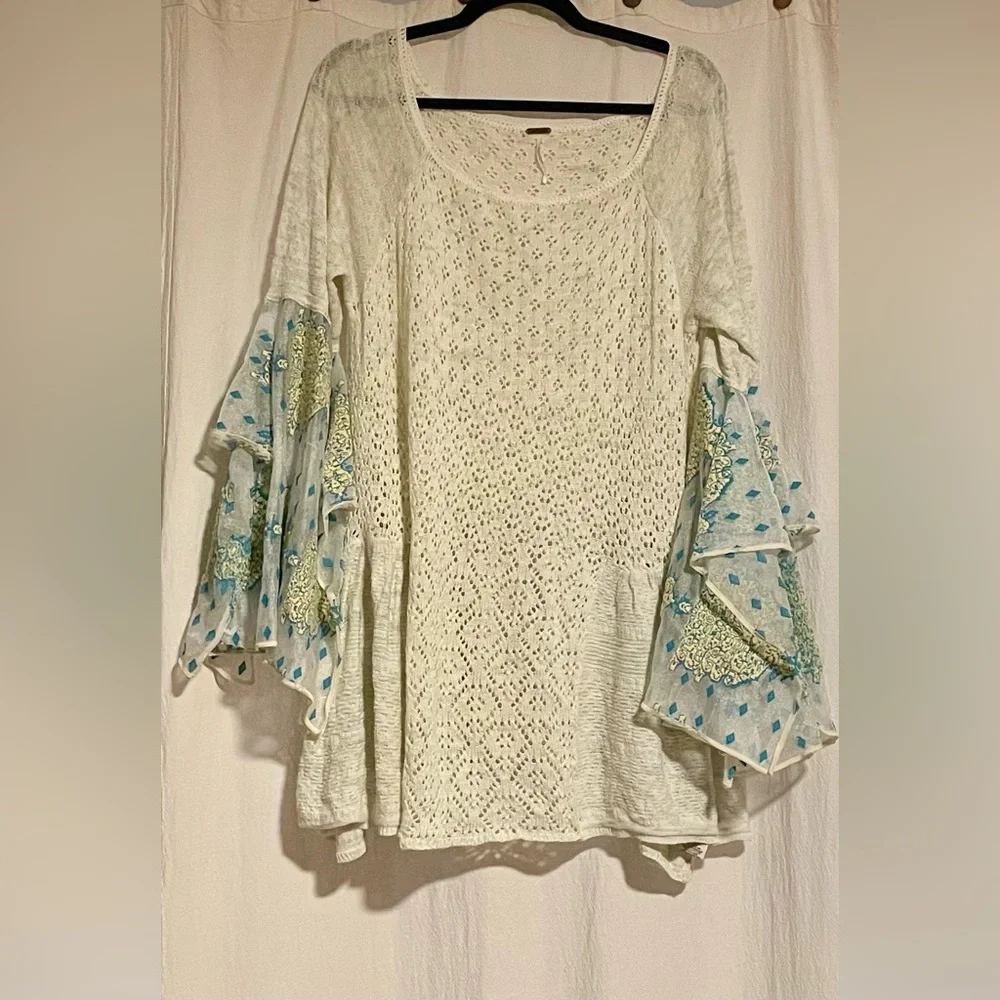 Free People Pointelle Breeze Sweater Top— Size Large; EUC - Picture 10 of 16